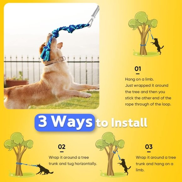 Tree Tug Toy for Pitbull Interactive & Exercise, Spring Pole Tug of War Toy - Picture 3 of 6